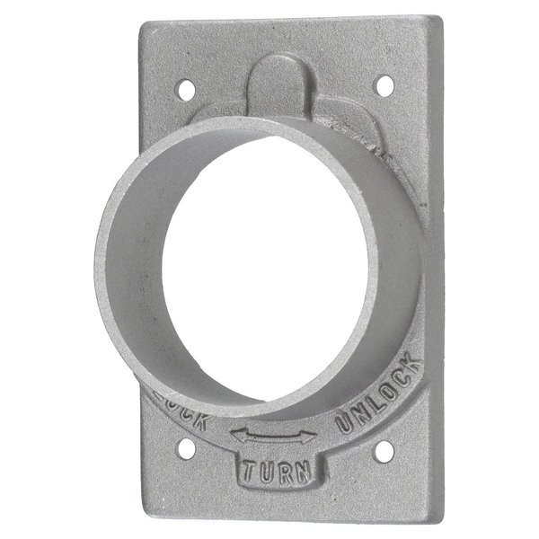 Hubbell Wiring Device-Kellems Wallplates and Boxes, Non-Weatherproof Covers, 1-Gang, 1) 50A Locking Opening, Standard Size, Cast Aluminum, Without Lift Cover HBL7383